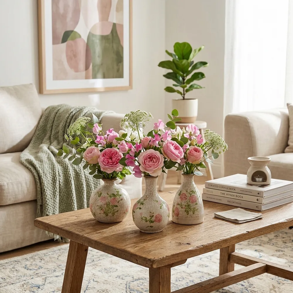 DAMIENLEY SET OF 3 PINK VASES 6 (IN)