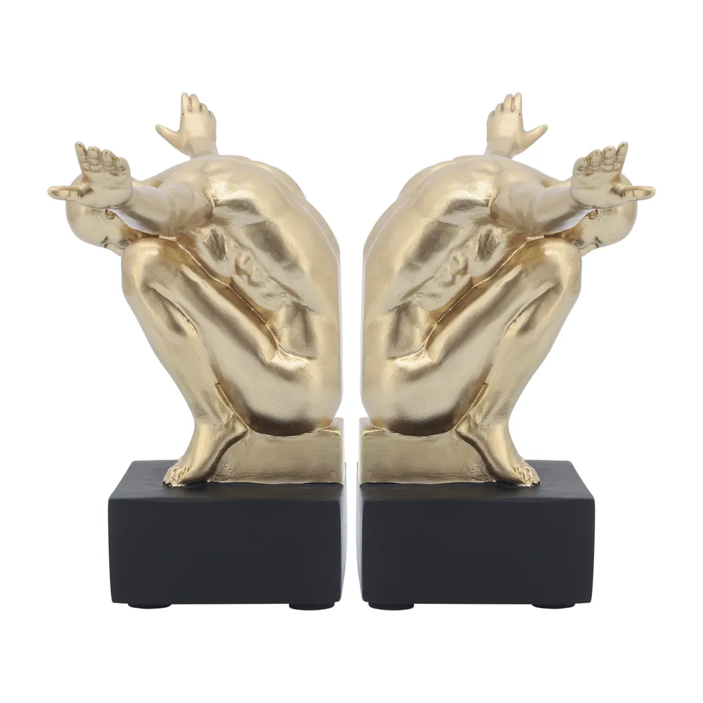 FINNCREST SET OF 2 GOLD BOOKENDS 6 (IN)