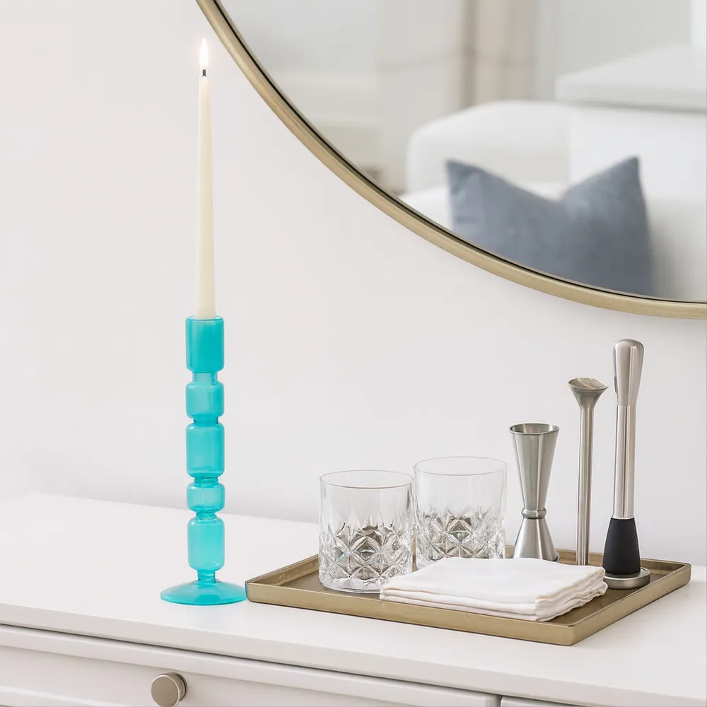 ISLE BLUE CANDLE HOLDER 14 (IN)