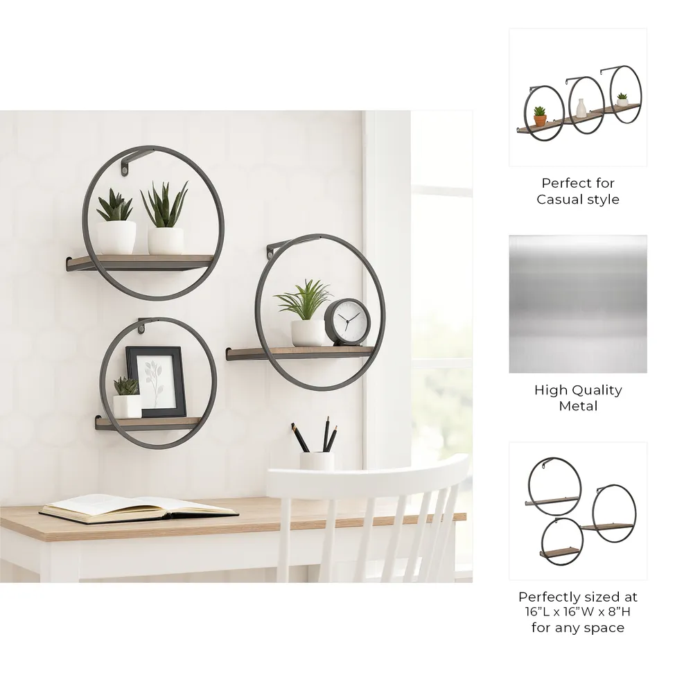 GAIGESTONE SET OF 3 BROWN WALL SHELF 8 (IN)
