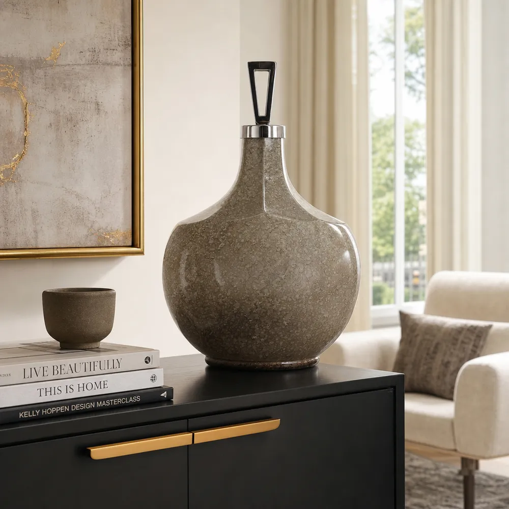 TATUMMORE WHITE GLASS VASE 20 (IN)
