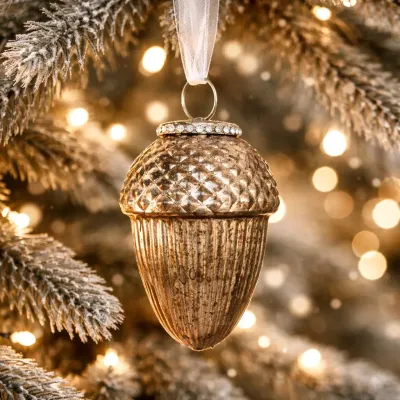 Antique Gold Pinecone Hanging Ornament 3.5in