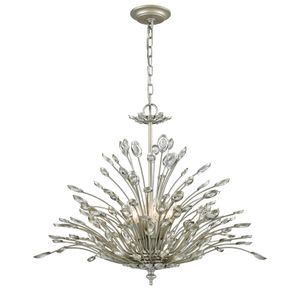 Mullica 28'' Wide 6-Light Chandelier - Aged Silver 1