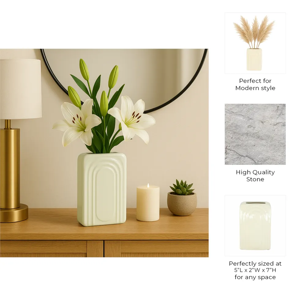 GRAYDONTON WHITE VASE 7 (IN)