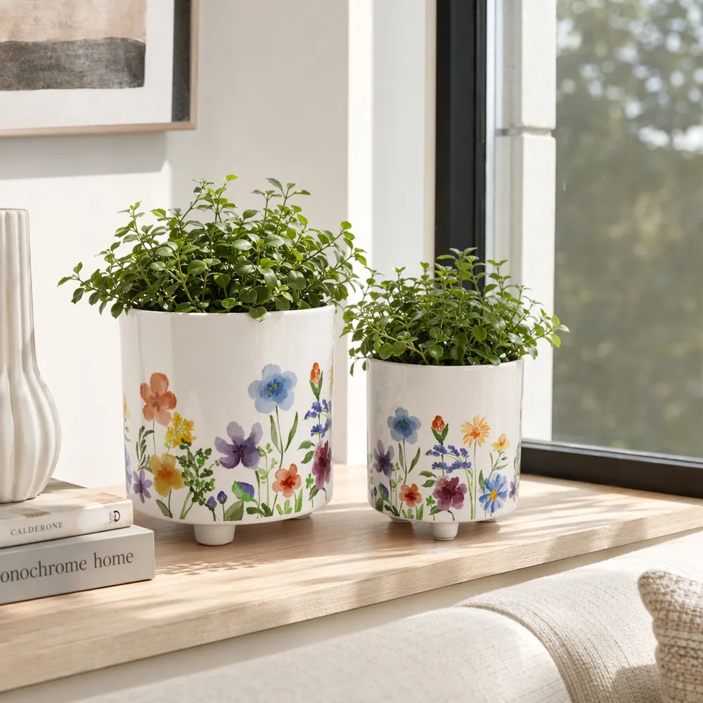 ALMAWAY SET OF 2 PURPLE PLANTER 8 (IN)