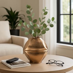 14" BYRAM, METAL SLIT VASE, CHAMPAGNE 10