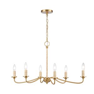 Abaca 32'' Wide 6-Light Chandelier - Brushed Gold 1