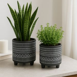 COHENGROVE SET OF 2 BLACK PLANTER 8 (IN) 9