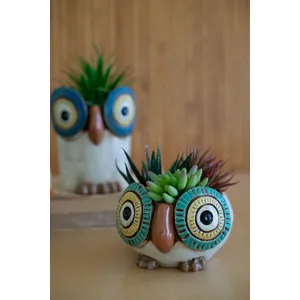 Set of 3 Ceramic Owl Planters 4