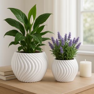 HAYFIELDPARK SET OF 2 WHITE PLANTER 8 (IN) 11