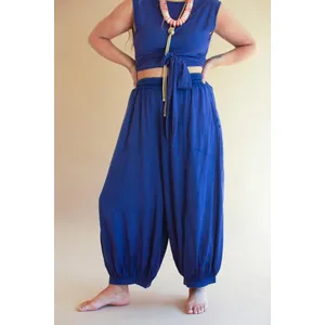 Challis Drawstring Balloon Pant / Blueberry 3