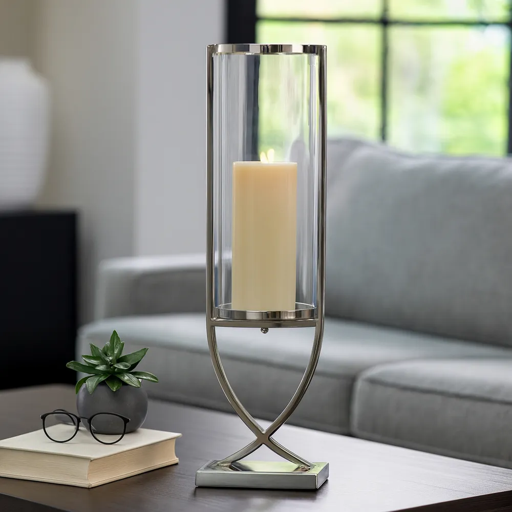OLIVERHAVEN SILVER CANDLE HOLDER 31 (IN)