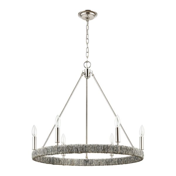 Abaca 27'' Wide 6-Light Chandelier - Polished Nickel