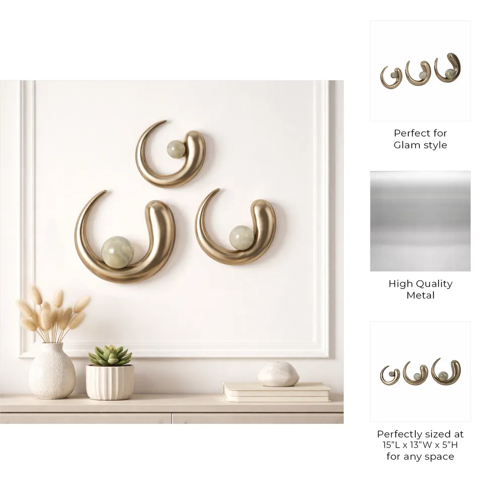 ELLERYWELL SET OF 3 GOLD METAL WALL 5 (IN)