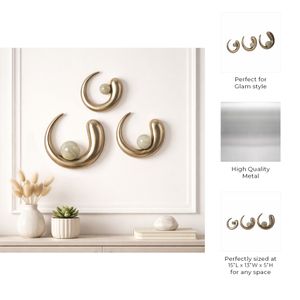 ELLERYWELL SET OF 3 GOLD METAL WALL 5 (IN) 9