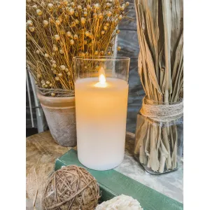 Clear Glass Cylinder Moving Flame LED Candle 3x6in 2