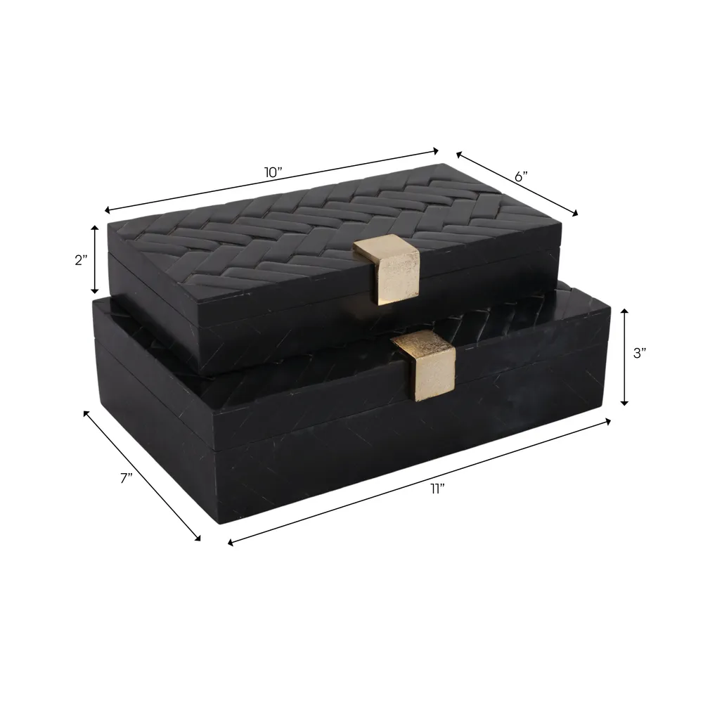 HAZENHOLM SET OF 2 BLACK BOXES 4 (IN)