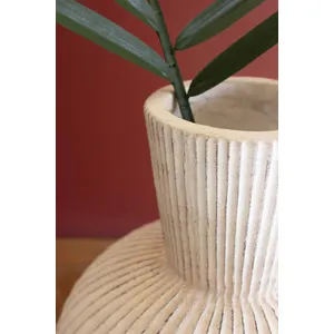 Tall Stone Composite Fluted Bulb Vase 3