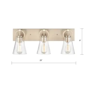 Harnell 23" Wide 3-Light Vanity Light - Champagne Gold 2