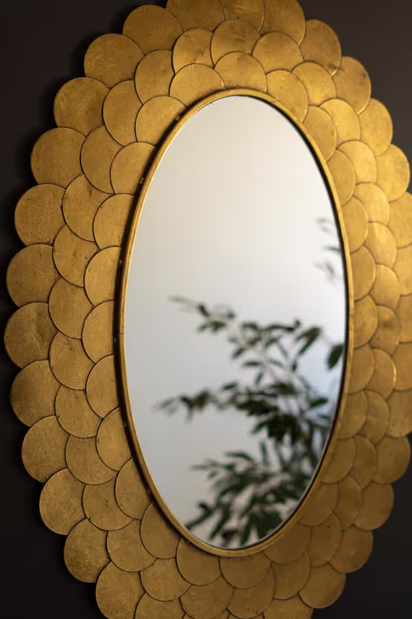 Layered Gold Scallop Framed Mirror