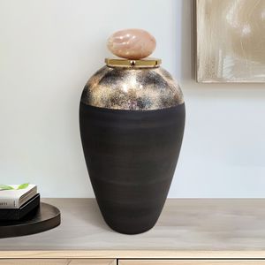 GLASS, 19" VASE W/ RESIN TOPPER, GRAY 2