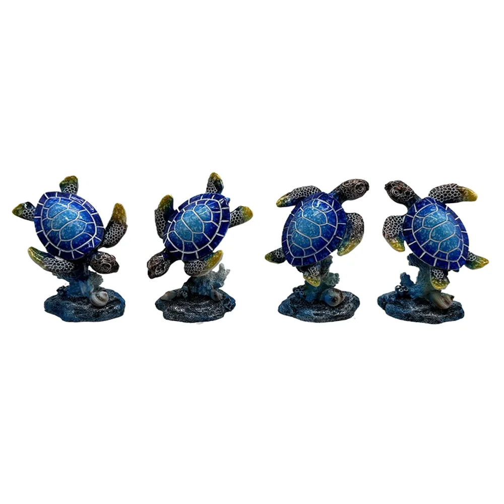 3-1/2" BLUE TURTLE STATUE 4-ASST