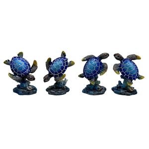 3-1/2" BLUE TURTLE STATUE 4-ASST 1