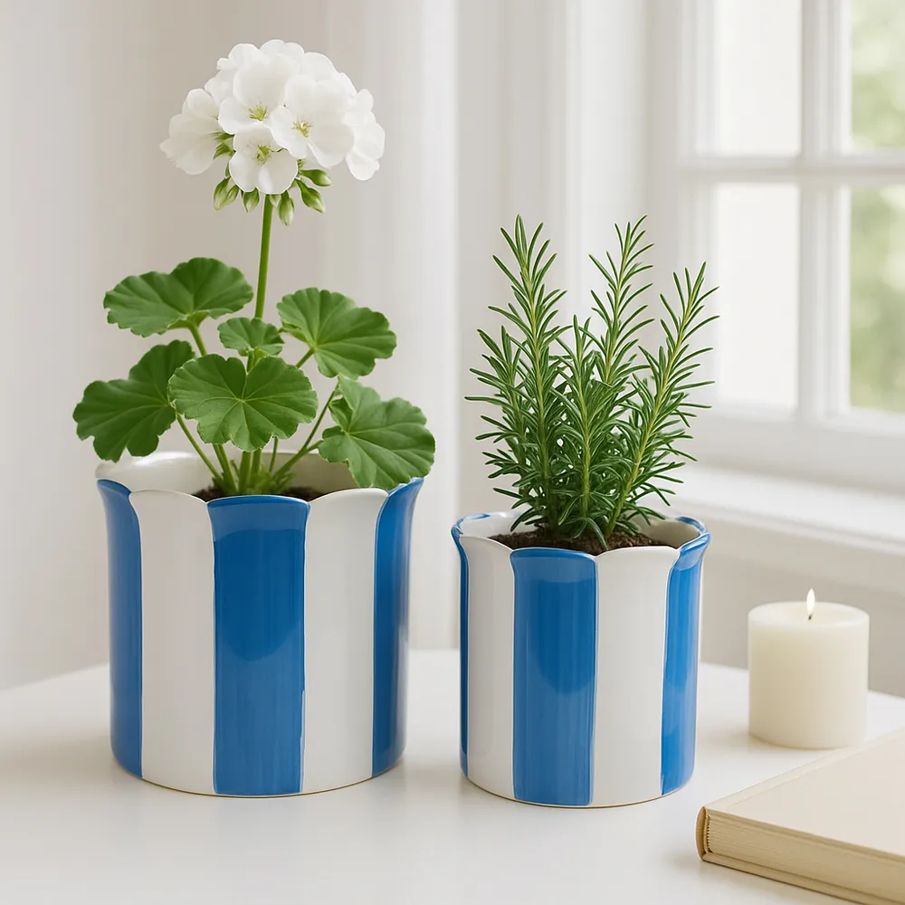 RAFESHAW SET OF 2 BLUE PLANTER 7 (IN)