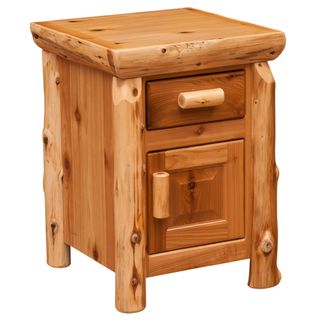 Cedar Log Enclosed Nightstand - Weathered