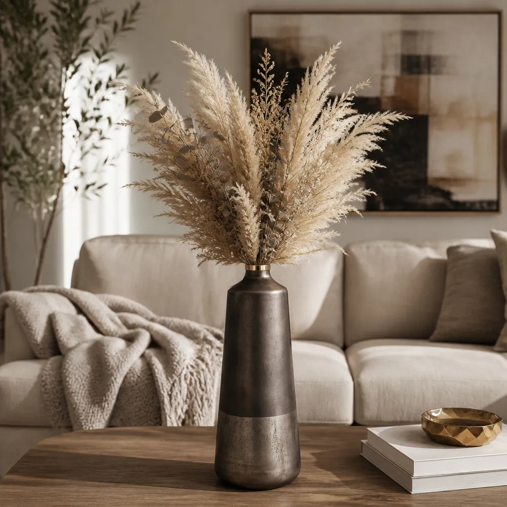 GRISHAMSHAW BRONZE GLASS VASE 21 (IN)