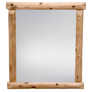 Cedar Log Pioneer Mirror - With Glass - Weathered - 48"W x 36"H