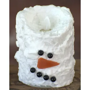 Snowman Bumpy White Moving Flame LED Candle 3in by 4in 3