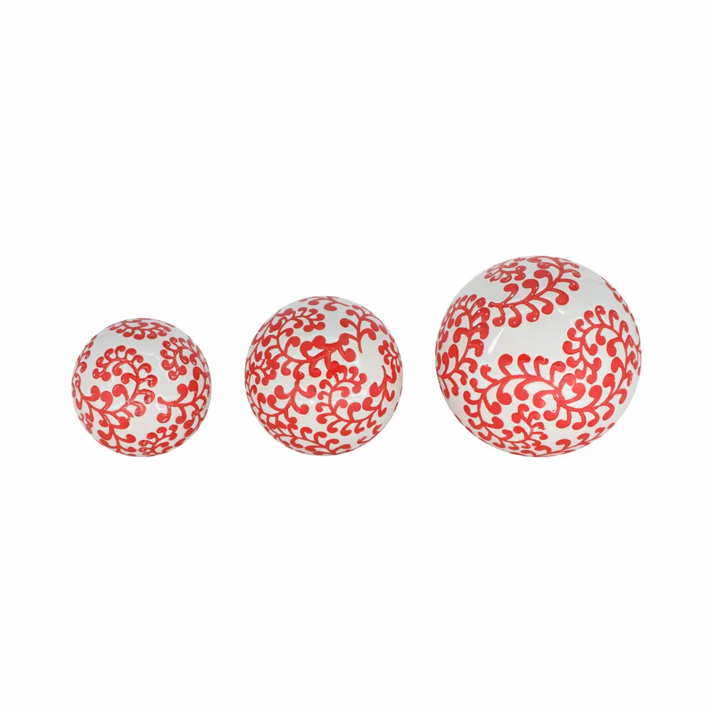 ALBAMILL SET OF 3 RED ORBS 6 (IN)