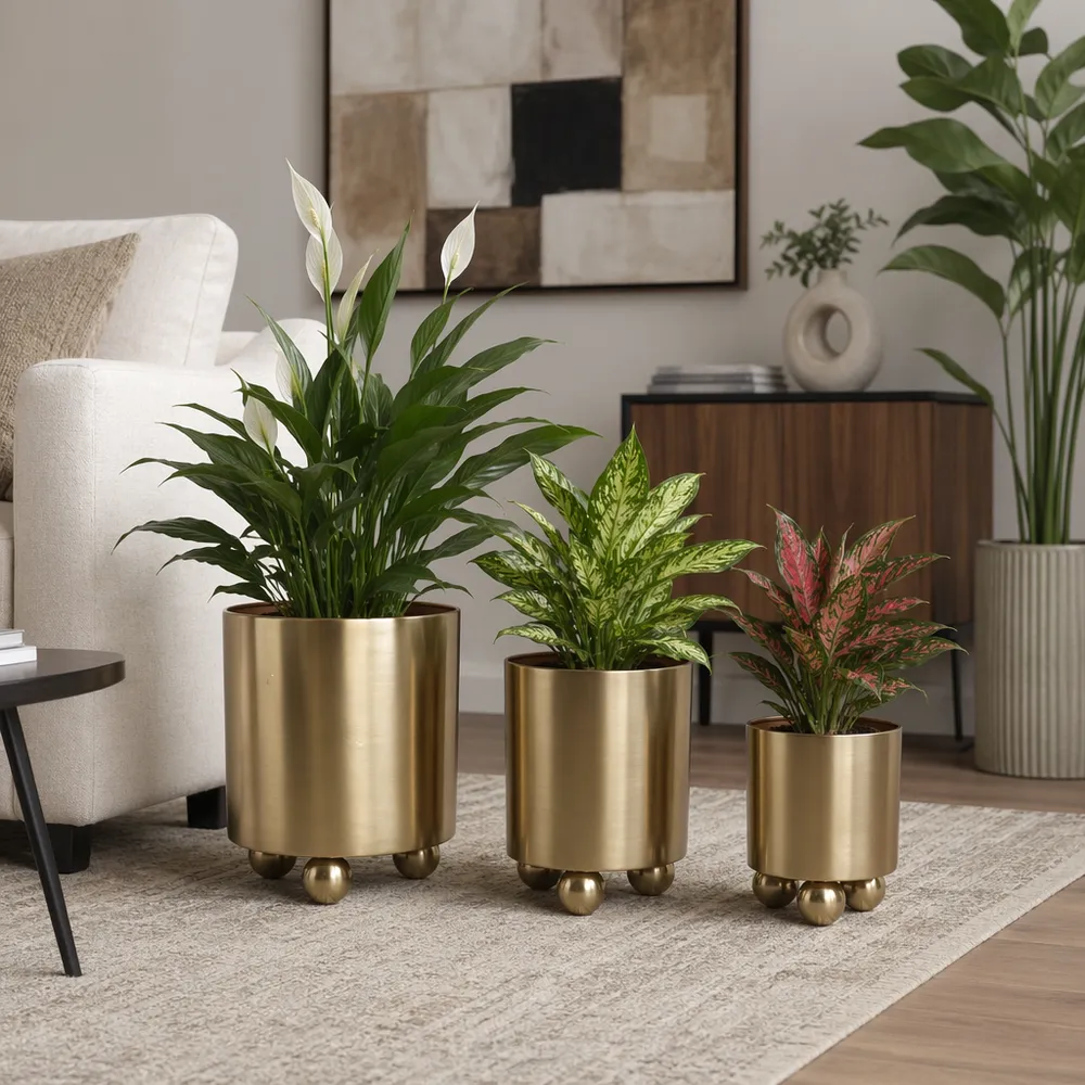 CLAYLAND SET OF 3 GOLD PLANTER 13 (IN)