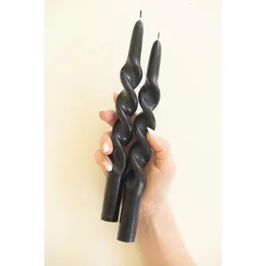 Set of 2 Spiral Taper Candles / Black 4
