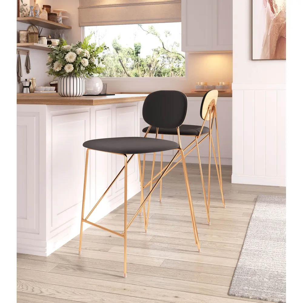 Georges Counter Stool Gray & Gold