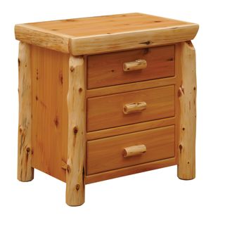 Cedar Log XL Three Drawer Nightstand - Weathered