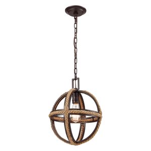 Natural Rope 12'' Wide 1-Light Mini Pendant - Oil Rubbed Bronze 1