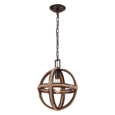 Natural Rope 12″ Wide 1-Light Mini Pendant - Oil Rubbed Bronze