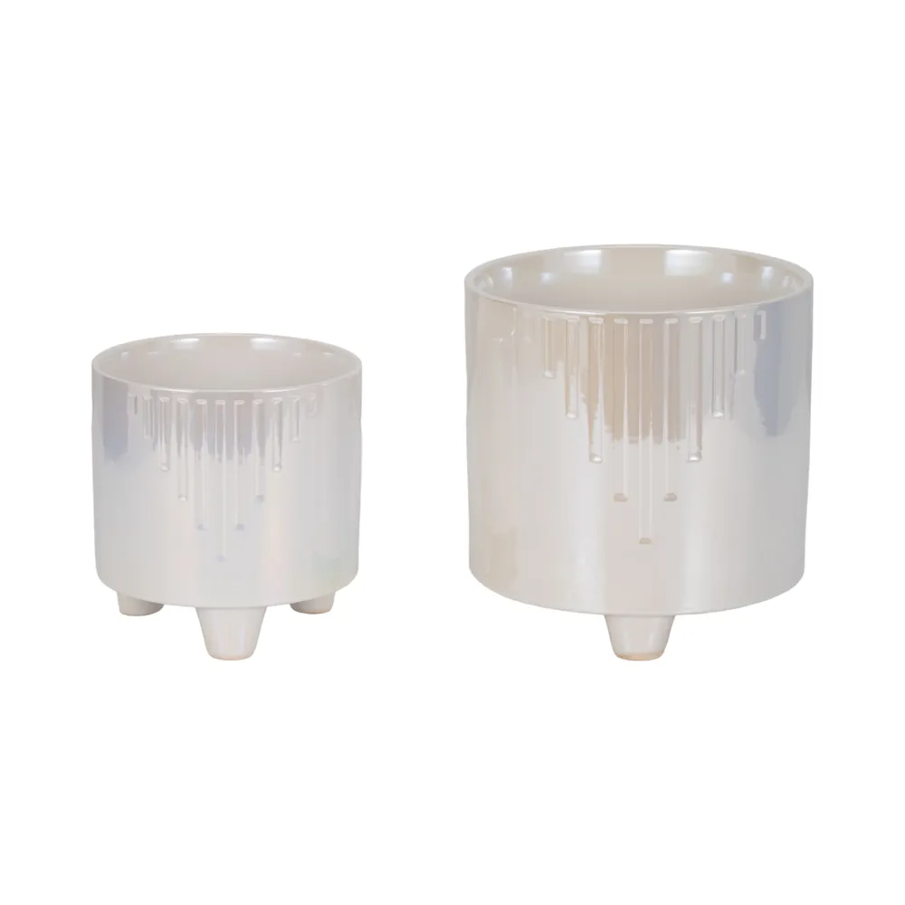 BISHOPTON SET OF 2 IVORY PLANTER 8 (IN)