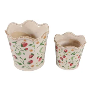 REEDHOLM SET OF 2 RED PLANTER 8 (IN) 6