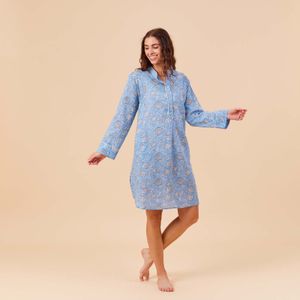 Ainsley Light Blue Cotton Night Shirt 4