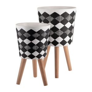 GLASTONCREST SET OF 2 BLACK PLANTER 21 (IN) 3