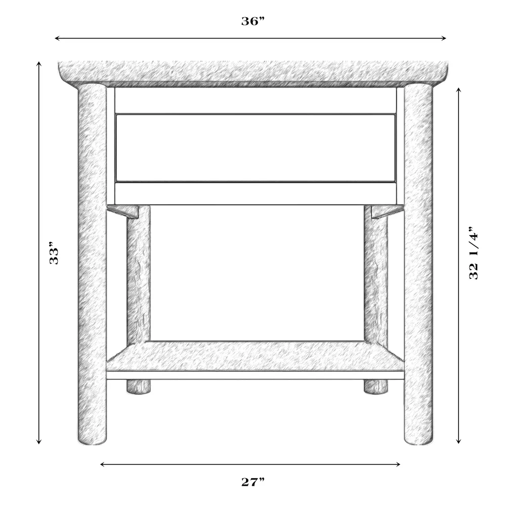 Cedar Log Open Vanity with Shelf - Slab Style Top - Weathered - Liquid Glass - with Towel Bar