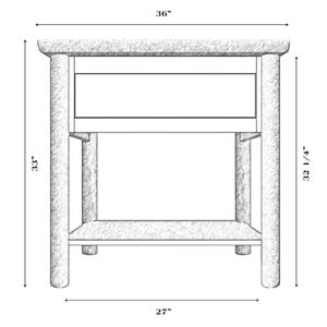 Cedar Log Open Vanity with Shelf - Slab Style Top - Weathered - Liquid Glass - with Towel Bar 2