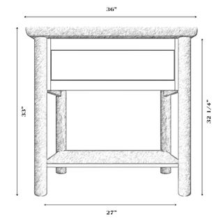 Cedar Log Open Vanity with Shelf - Slab Style Top - Coffee - Liquid Glass - with Towel Bar
