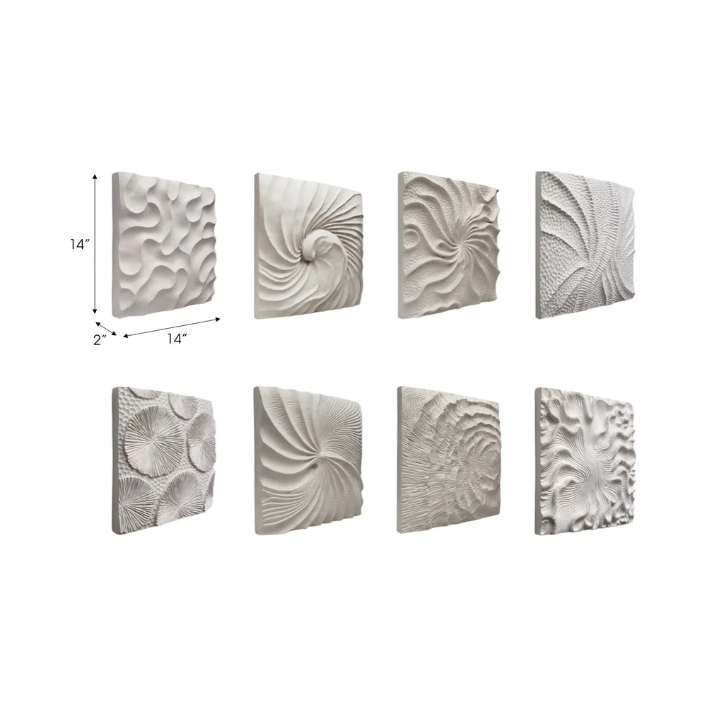 DENVERTON SET OF 8 WHITE WALL SCULPTURES 14 (IN)