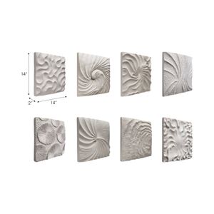 DENVERTON SET OF 8 WHITE WALL SCULPTURES 14 (IN) 10