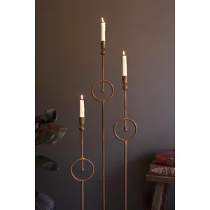 Set of 3 Tall Taper Candle Holders with Circle Detail 4