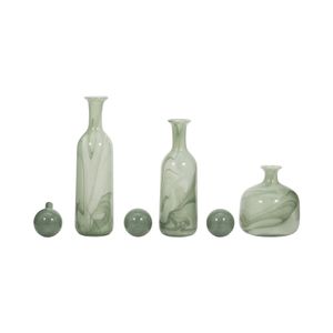 HARSTONRIDGE SET OF 3 GREEN GLASS VASES 19 (IN) 6